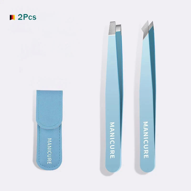 4Pcs Colorful Eyebrow Tweezers Set – Stainless Steel Slanted Hair Removal Tools