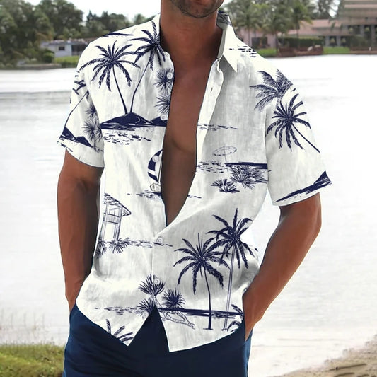 RBB Summer 2025 Men’s Hawaiian Shirt – 3D Animal & Plant Print, Short Sleeve, Beach Style, Plus Size up to 5XL