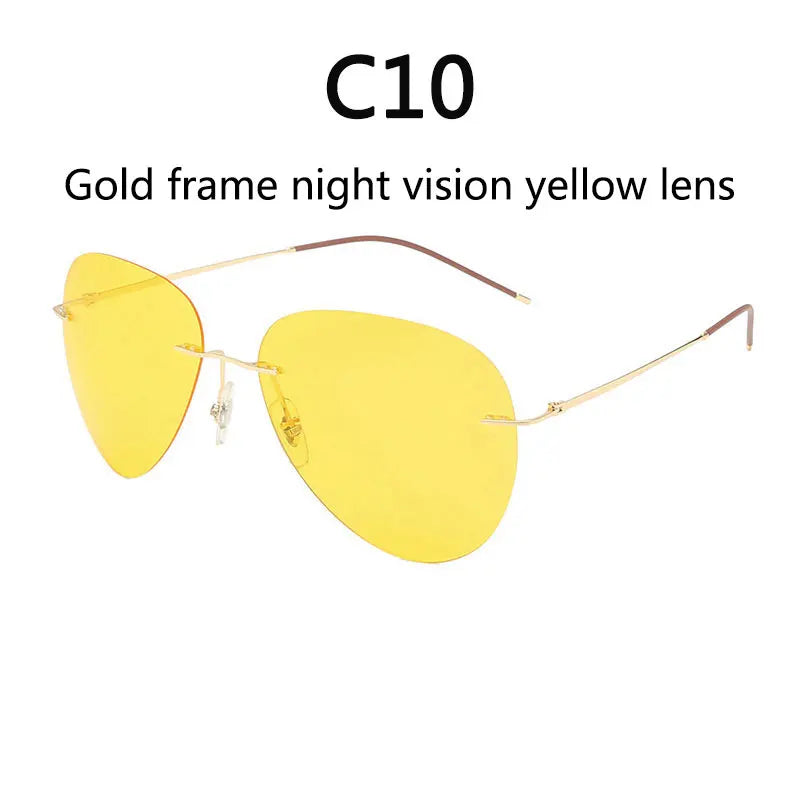 RBB Ultra-Light Frameless Photochromic Sunglasses | Polarized Titanium Goggles for Day & Night Driving & Fishing