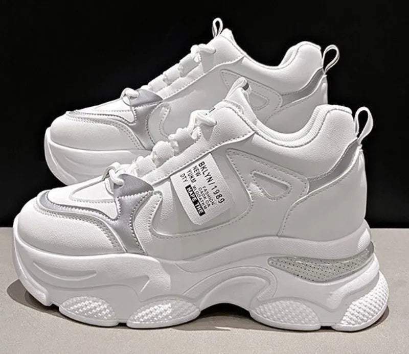 Women’s White Sport Sneakers – Thick Sole, Ultra-Light Platform, Casual & Running Shoes (Spring/Autumn 2025)
