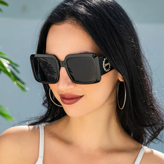 RBB Luxury Vintage Square Sunglasses for Men & Women – Pink Decorative Circle Design (2pcs Set)