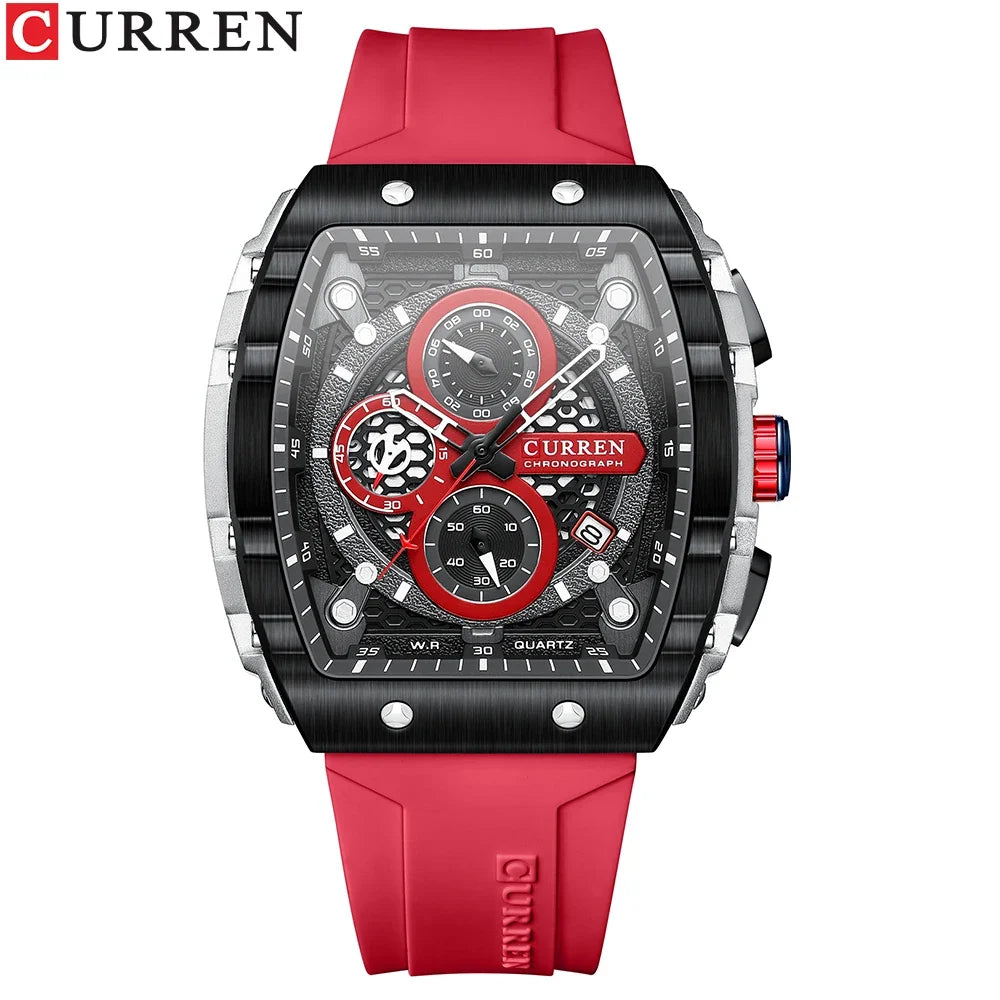 RBB Men's Luxury Square Chronograph Watch – Waterproof, Luminous, Date Display