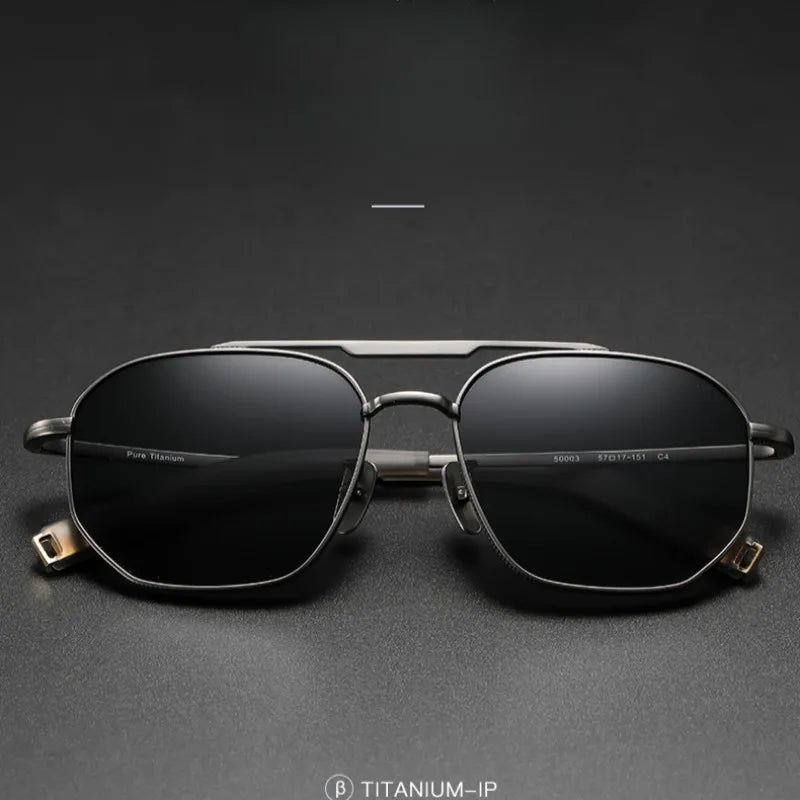 RBB Polarized Titanium Sunglasses – Handmade Square Frame Eyewear for Men & Women (Model 50003)