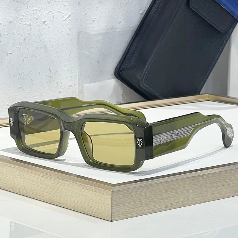 RBB Thick Acetate Rectangle Sunglasses – UV400 Gradient Lenses, Unisex Luxury Designer Shades