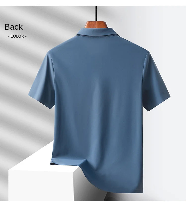 Men's Summer Quick-Dry Ice Silk Short Sleeve T-Shirt — Lightweight Nylon Fabric, Middle-Aged Casual Dad Tee