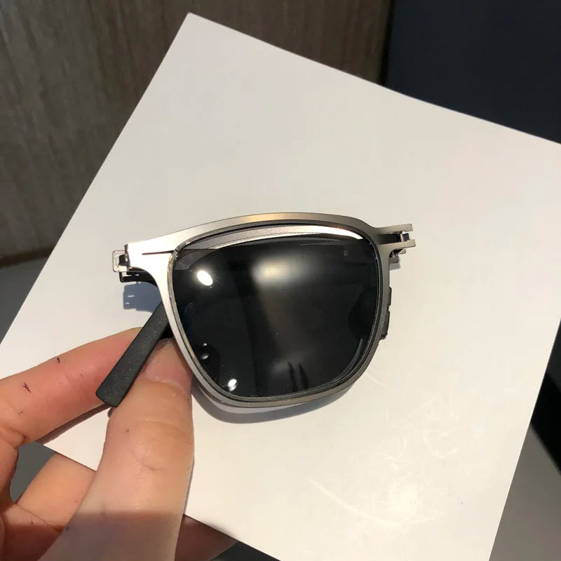 RBB Polarized Folding Sunglasses for Men – Lightweight Stainless Steel, Ultra-Thin Retro Design