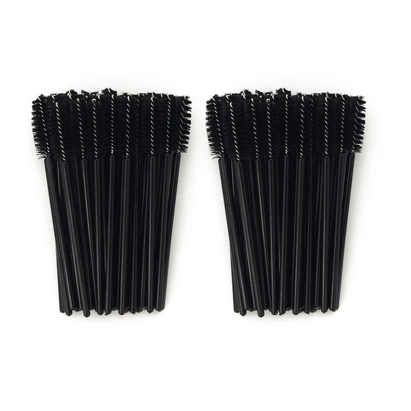 50Pcs Disposable Eyelash & Eyebrow Brushes – Soft Crystal Head Mascara Wands