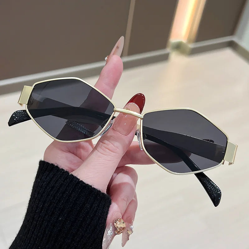 RBB Fashion Sunglasses – Women’s Polygon Metal Frame UV400 High-Quality Luxury Eyewear