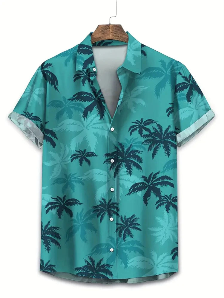 RBB Summer 2025 Men’s Hawaiian Shirt – 3D Animal & Plant Print, Short Sleeve, Beach Style, Plus Size up to 5XL