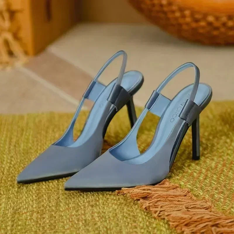 RBB New Designer Luxury Women Slingback Sandals Pointed Toe Slip on Thin High Heel Ladies Elegant Pumps Shoes Sandals 35-43