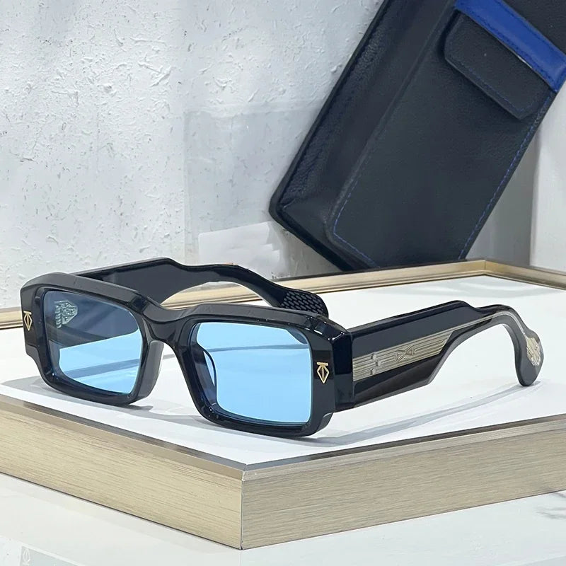 RBB Thick Acetate Rectangle Sunglasses – UV400 Gradient Lenses, Unisex Luxury Designer Shades