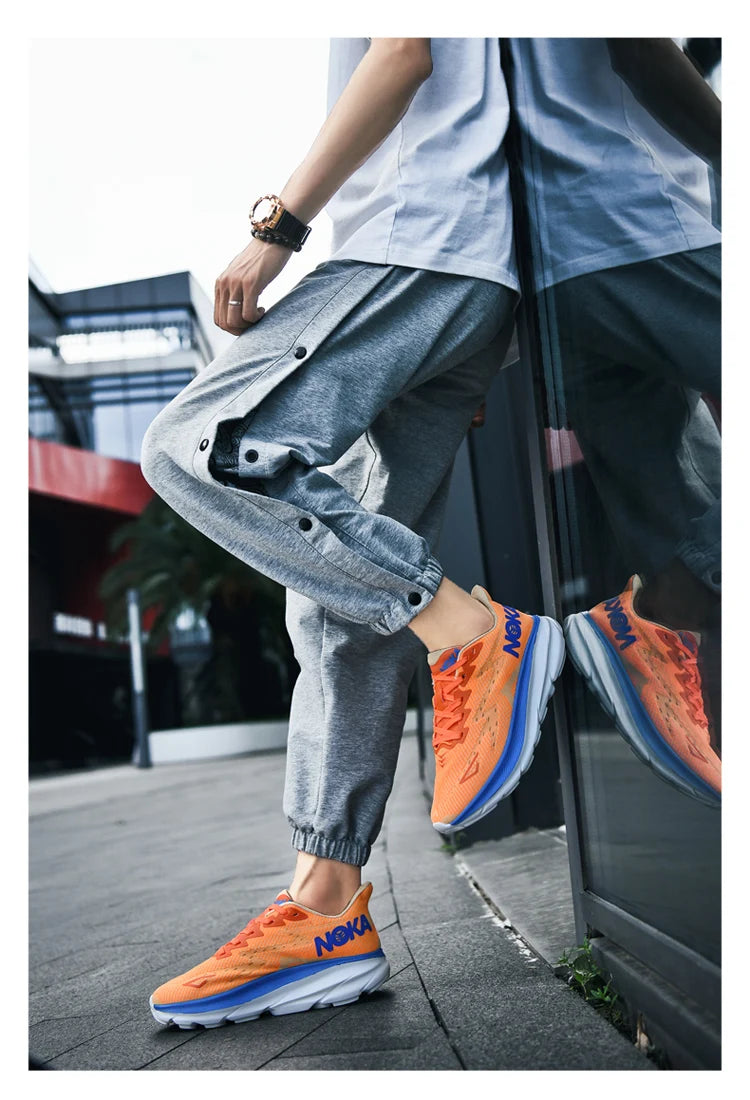 Men’s Trendy Sports Shoes – Fashion Comfort in Blue, Orange & Black