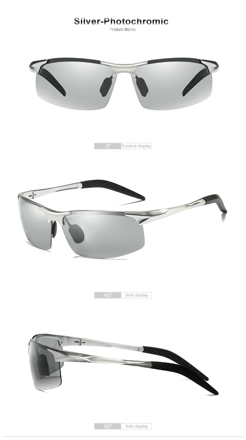 RBB Rimless Aluminium Outdoor Sport Sunglasses – Photochromic Polarized UV Protection for Men