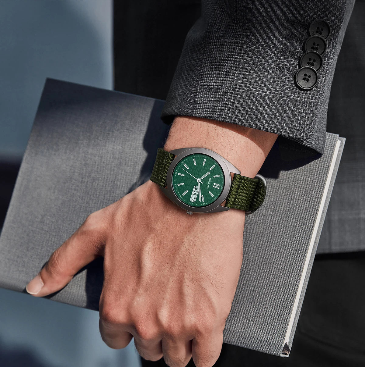 RBB Titanium Men’s Quartz Watch – Date & Week Calendar, Sapphire Crystal, Super Luminous, 38mm, 10ATM Waterproof