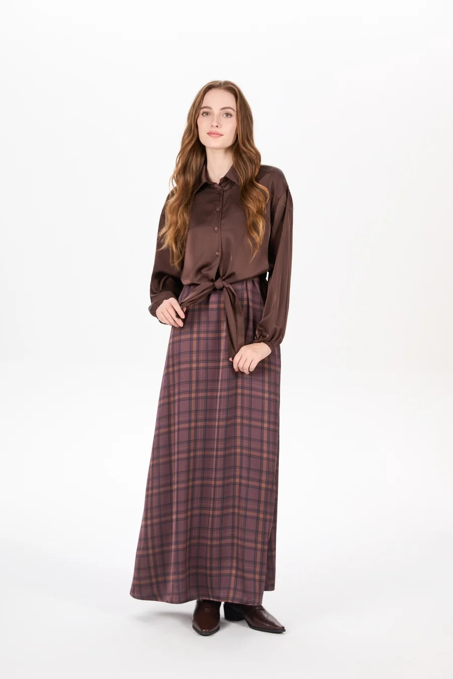 RBB Women's Satin Wrap Shirt & Slip Dress Set – Elegant 2-Piece Outfit for Autumn/Winter 2025