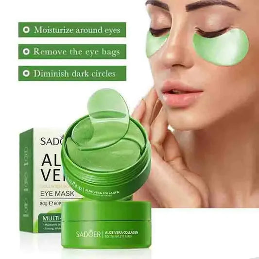 60pcs Aloe Vera Collagen Eye Mask – Anti-Dark Circles, Moisturizing & Anti-Wrinkle Eye Patches