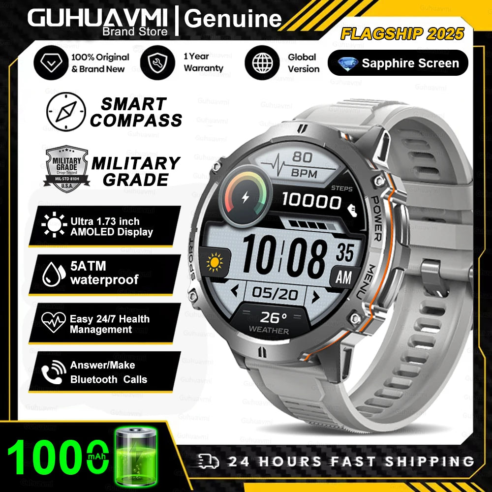 RBB X3 Rugged Smartwatch – 1000 mAh Battery, GPS Tracking & Bluetooth Calls