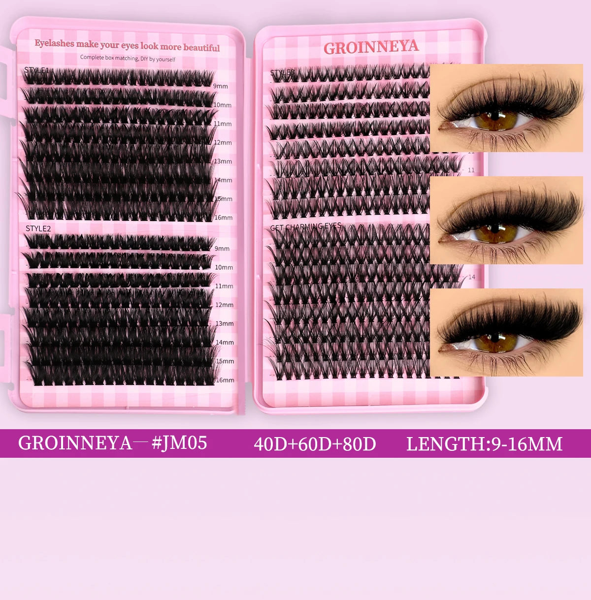 DIY Lash Clusters Set – Mixed Fluffy Individual Extensions with Lash Bond & Seal Kit