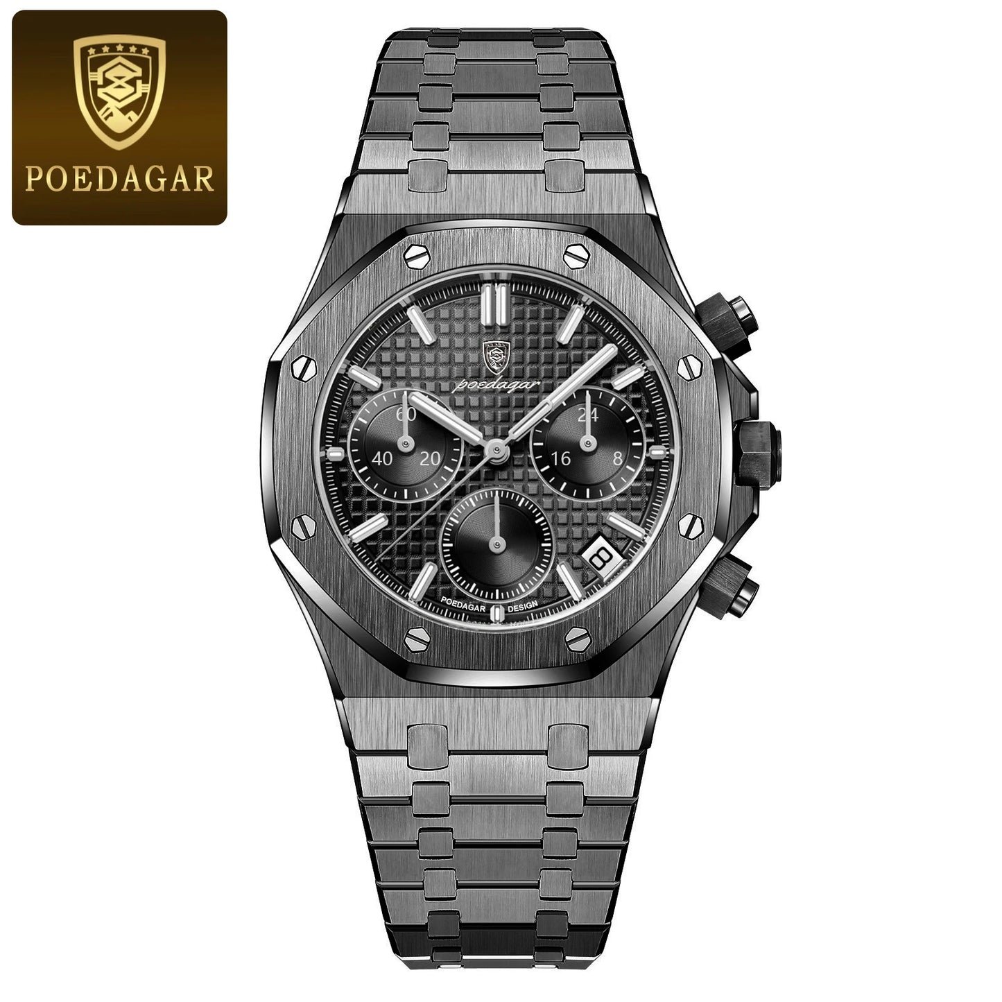 RBB Luxury Men's Stainless Steel Chronograph Watch – Military Style, Waterproof & Luminous Quartz Wristwatch