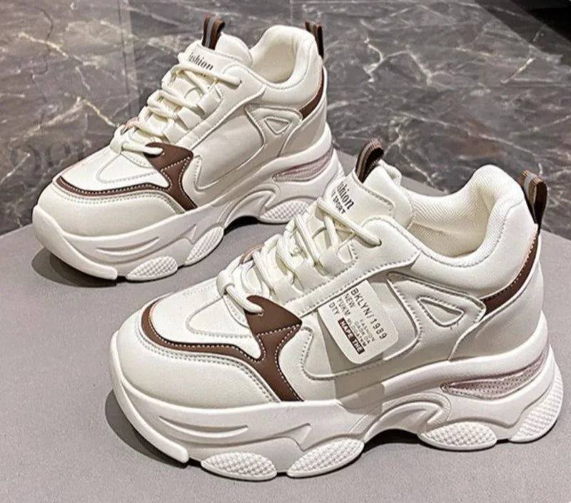 Women’s White Sport Sneakers – Thick Sole, Ultra-Light Platform, Casual & Running Shoes (Spring/Autumn 2025)