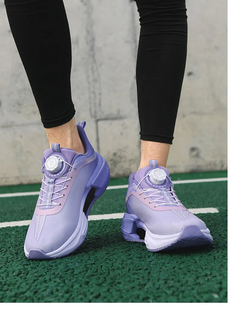 RBB Family Carbon Plate Running Shoes – Boys & Girls High Bounce TPU Popcorn Sneakers with Rotating Button Technology