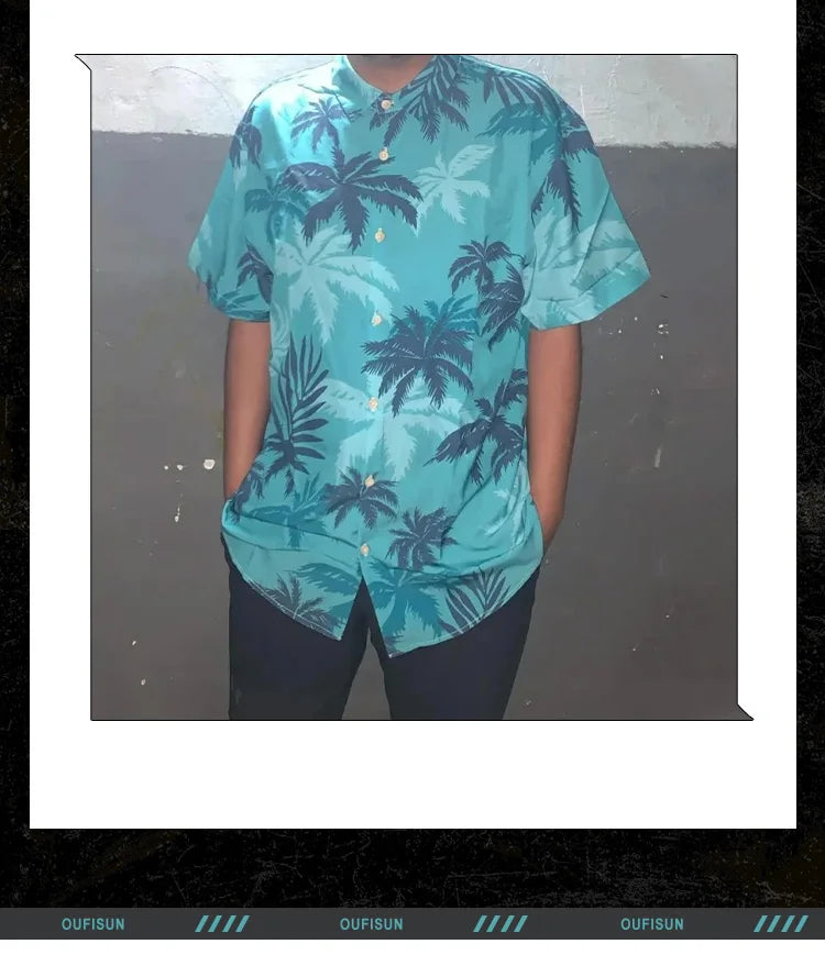 RBB Summer 2025 Men’s Hawaiian Shirt – 3D Animal & Plant Print, Short Sleeve, Beach Style, Plus Size up to 5XL