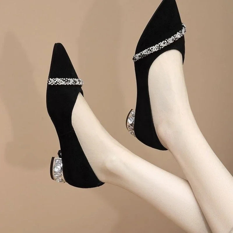 RBB Luxe Block Heels – Elegant Pointed Toe Chunky Pumps for Office & Everyday Chic