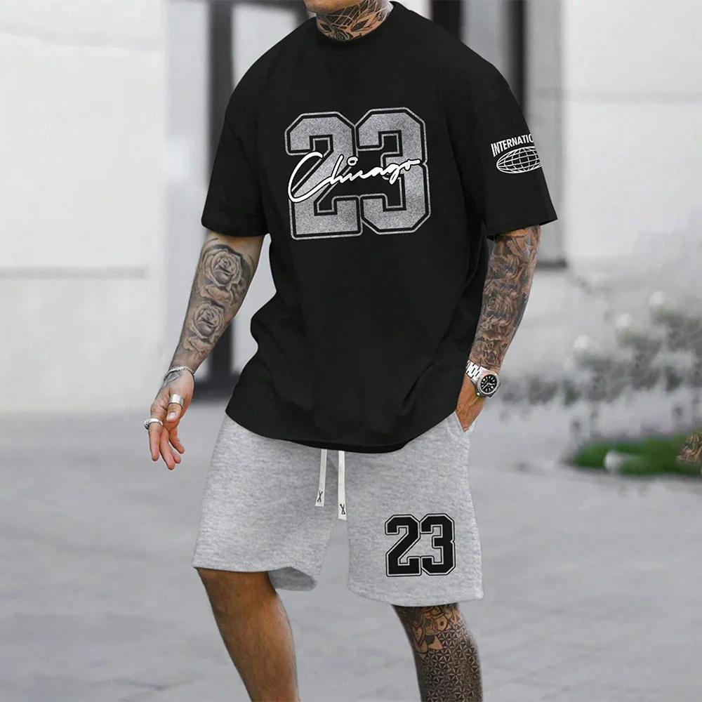 RBB 2024 New Fashion 3D Printed Men’s Oversized Short Sleeve Shorts Suit – Summer Casual Sportswear