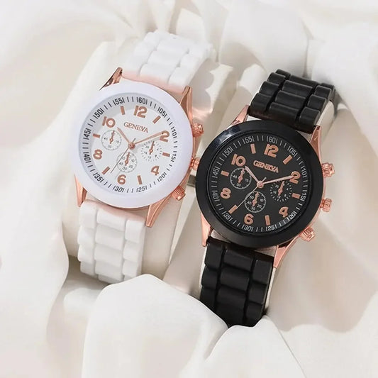 RBB Luxury Couple's Watch Set – Elegant Alloy & Silicone Strap Quartz Watches (2 Pcs)