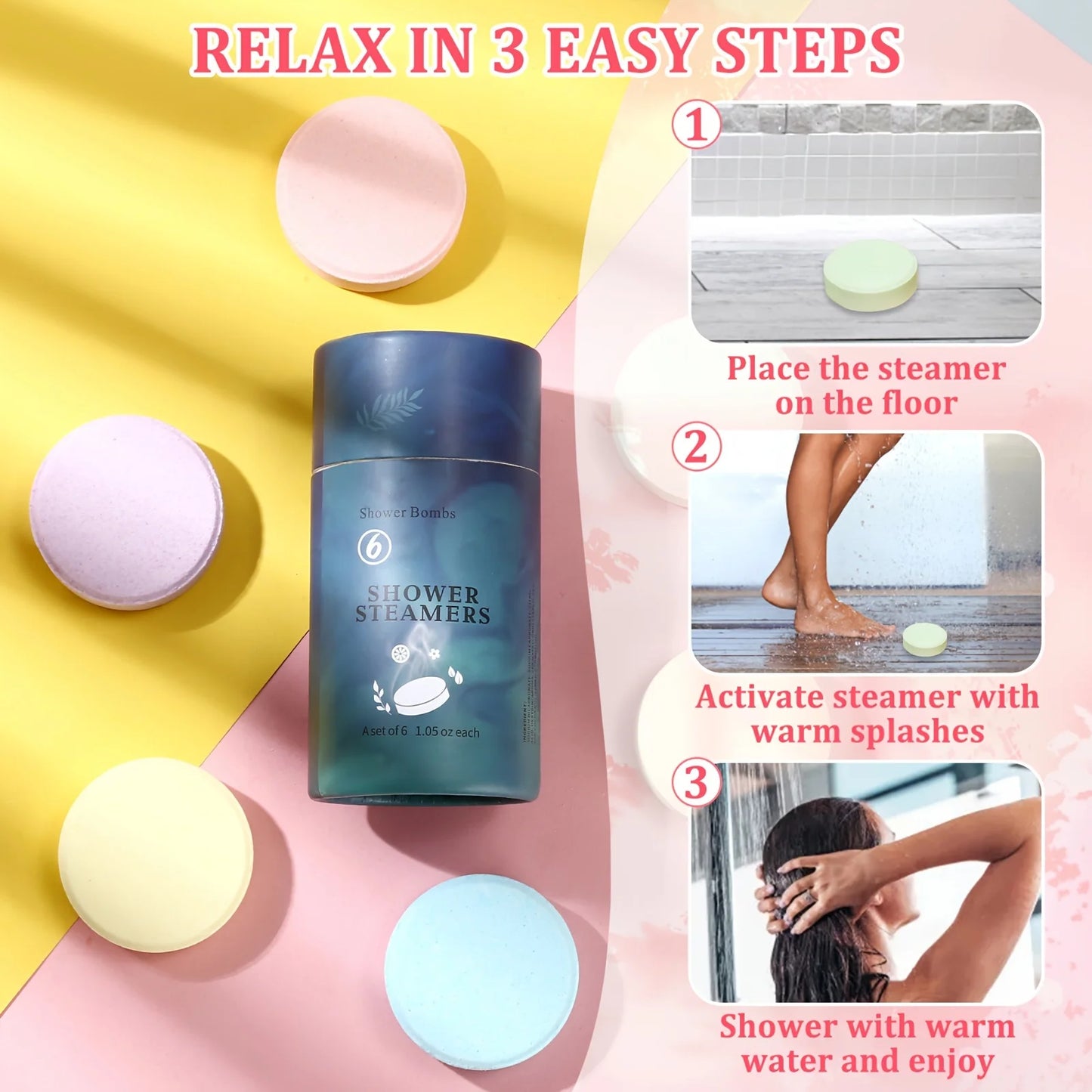 6-Pack Shower Steamers – Aromatherapy Gift Set for Women & Men