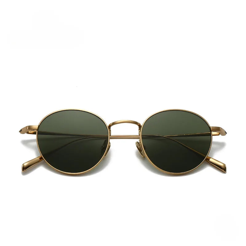 RBB Pure Titanium Retro Round Polarized Sunglasses | UV400 Gradient Brown for Men & Women