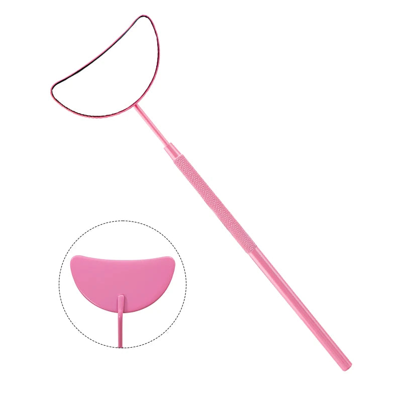 1Pc Moon-Shaped Eyelash Extension Inspection Mirror – Detachable Stainless Steel Lash Tool