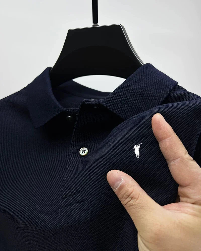 RBB 2025 Men’s Luxury Polo Shirt – Exquisite Horse Print, Short Sleeve, High-End Designer Summer Menswear