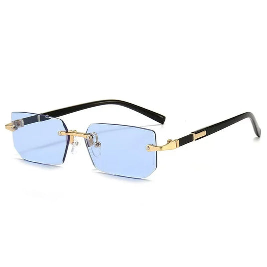 RBB Rimless Rectangle Sunglasses – Fashionable Small Square Shades for Women & Men