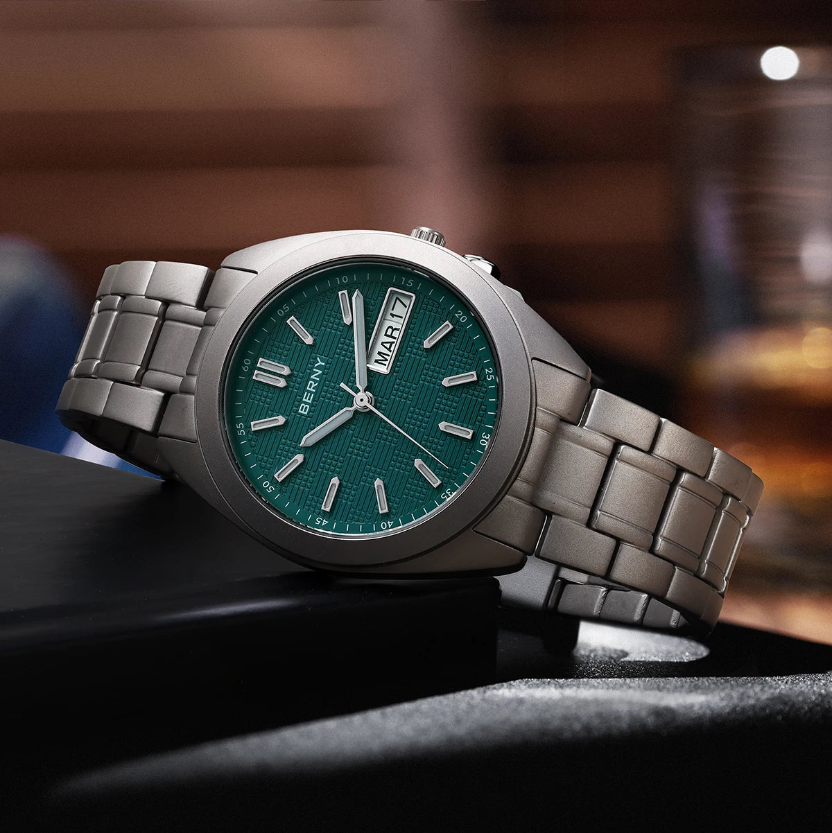 RBB Titanium Men’s Quartz Watch – Date & Week Calendar, Sapphire Crystal, Super Luminous, 38mm, 10ATM Waterproof