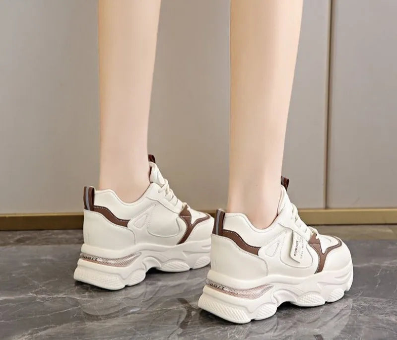 Women’s White Sport Sneakers – Thick Sole, Ultra-Light Platform, Casual & Running Shoes (Spring/Autumn 2025)
