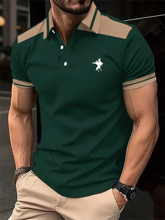 RBB 2025 Men’s Classic Short Sleeve Polo Shirt – Summer Casual Button Lapel Tee, Super Large S-3XL