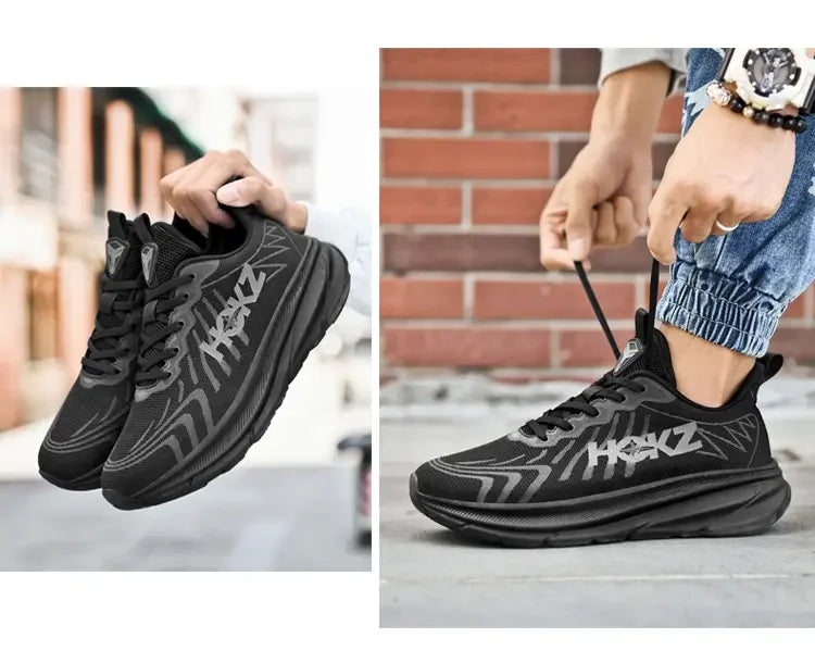 Men’s Breathable Mesh Running Shoes with Thick Soft Sole – High-Quality Outdoor Sports Sneakers