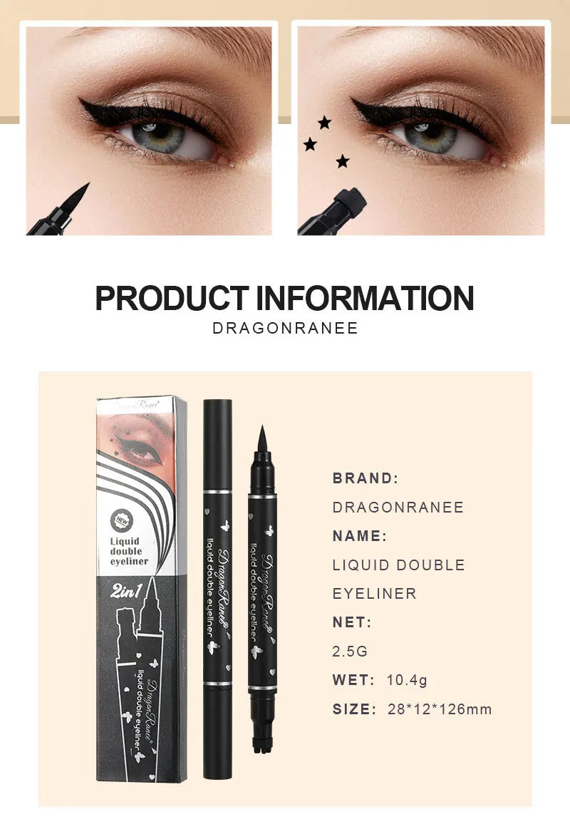 Double-Head Star Seal Eyeliner – Waterproof, Non-Smudge, Embellished Plum Eye Tail for Beginners