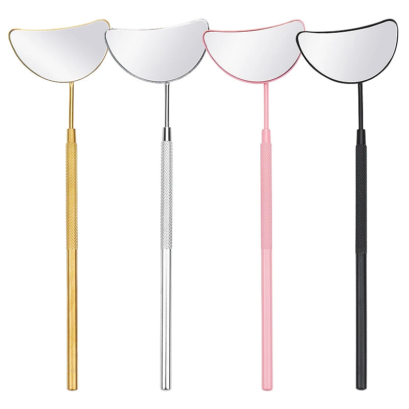 1Pc Moon-Shaped Eyelash Extension Inspection Mirror – Detachable Stainless Steel Lash Tool