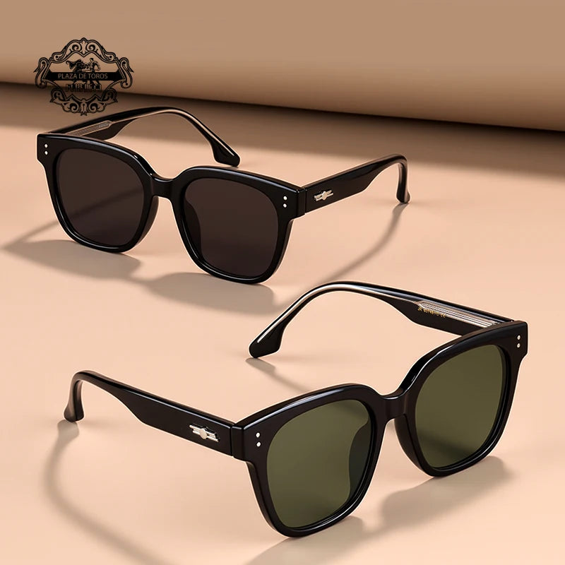 RBB Polarized Rivet Square Sunglasses – Unisex Green Lenses Designer Eyewear 2025