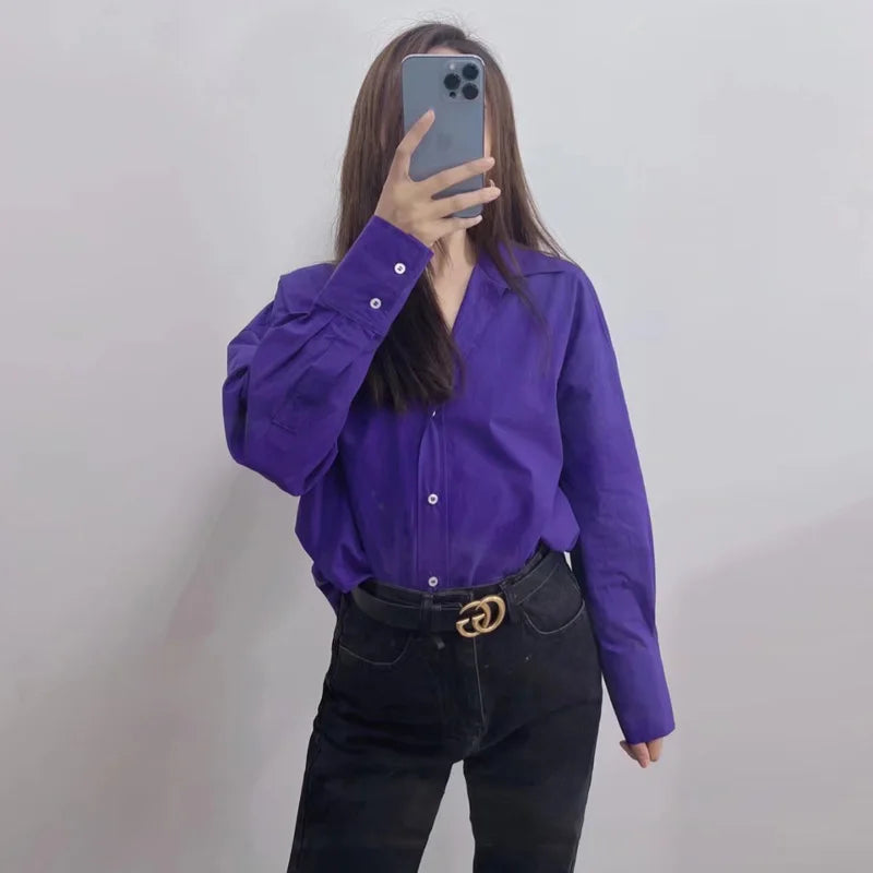RBB Women's Multicolor Oversized Shirt – Long Sleeve Button-Up Streetwear Blouse (Summer Collection)
