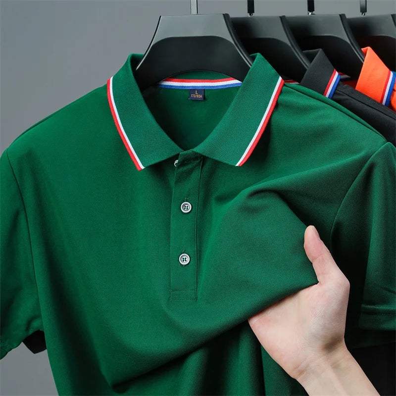 RBB 2025 Men’s Casual Solid Color Polo Shirt – Short Sleeve, Summer Fashionable & Comfortable Versatile Top