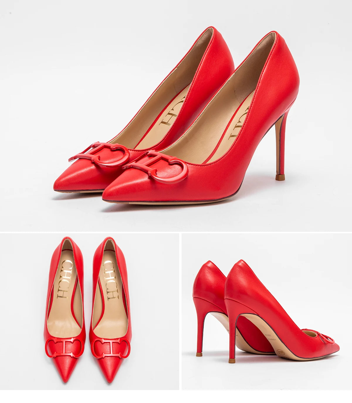 RBB Women’s 9cm High Heels – Pointed Toe with Metal Buckle