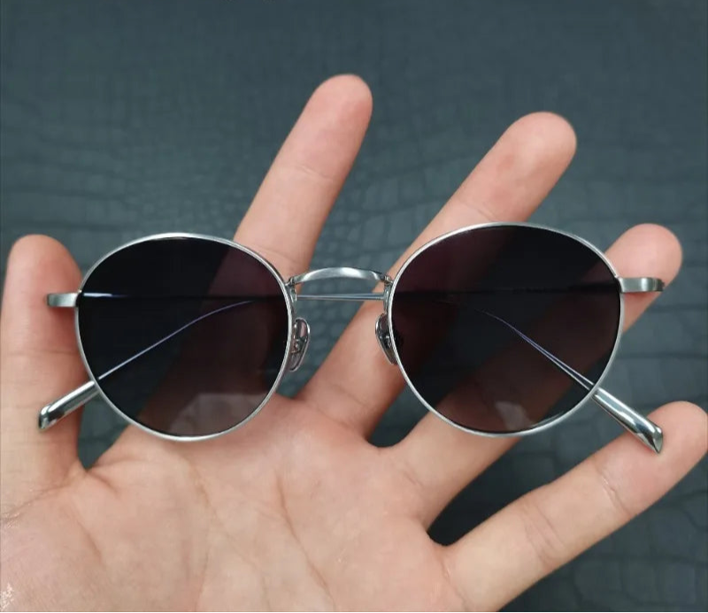 RBB Pure Titanium Retro Round Polarized Sunglasses | UV400 Gradient Brown for Men & Women