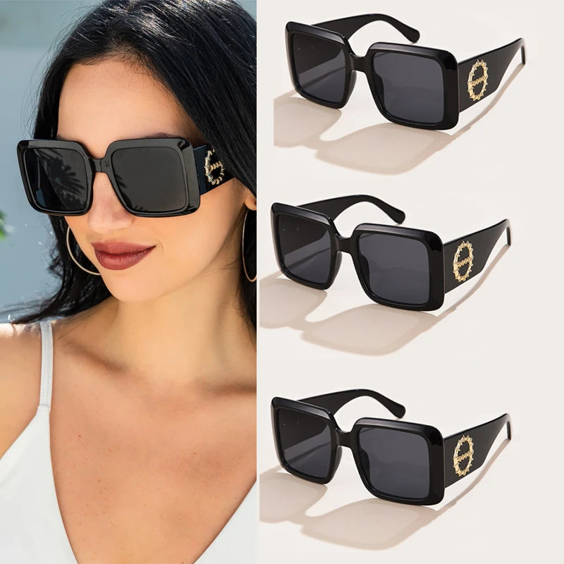 RBB Unisex Square Frame Fashion Sunglasses – Vintage Wide-Leg Design, UV400 Eyewear