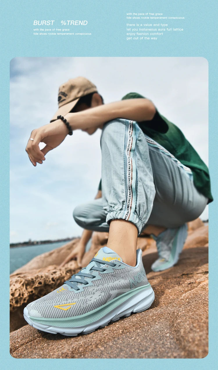 Men’s Trendy Sports Shoes – Fashion Comfort in Blue, Orange & Black