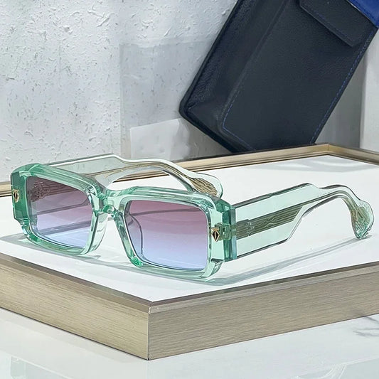 RBB Thick Acetate Rectangle Sunglasses – UV400 Gradient Lenses, Unisex Luxury Designer Shades