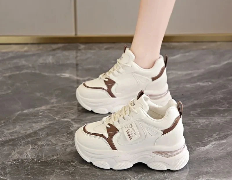 Women’s White Sport Sneakers – Thick Sole, Ultra-Light Platform, Casual & Running Shoes (Spring/Autumn 2025)