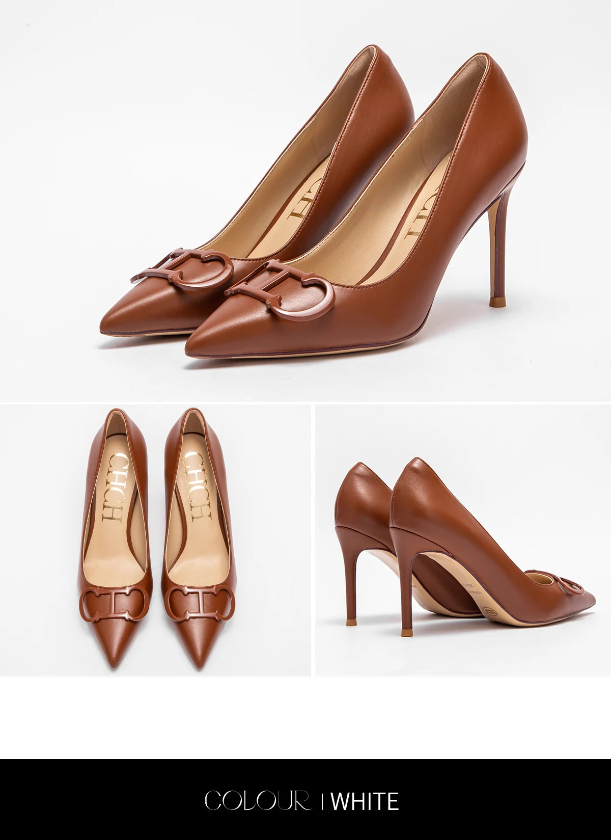 RBB Women’s 9cm High Heels – Pointed Toe with Metal Buckle